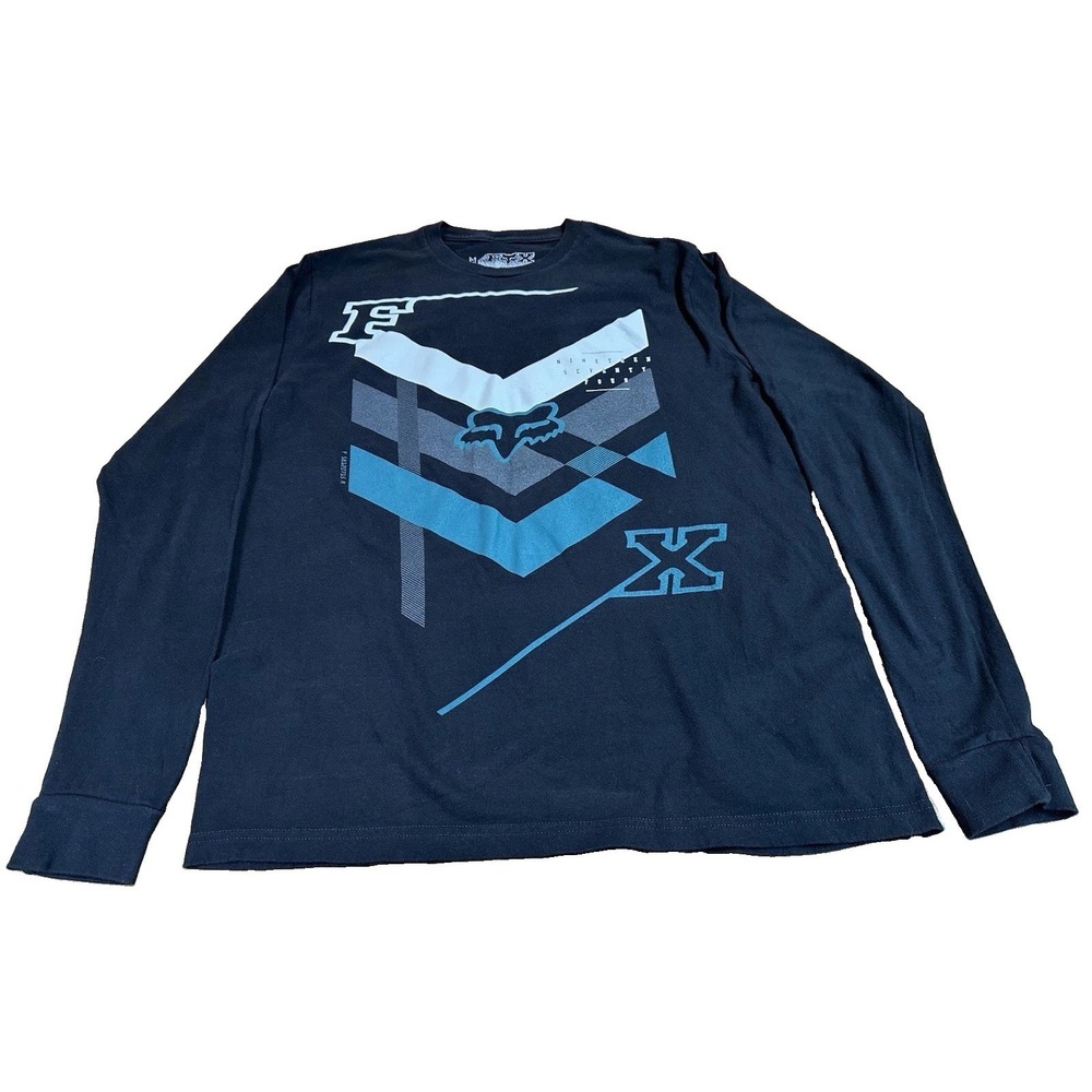 Fox Racing Shirt Mens Black Regular Fit 100% Cotton Long Sleeve‎ Size M